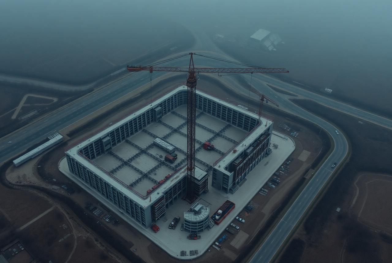 Aerial view of a construction site used to illustrate observed progress evidence